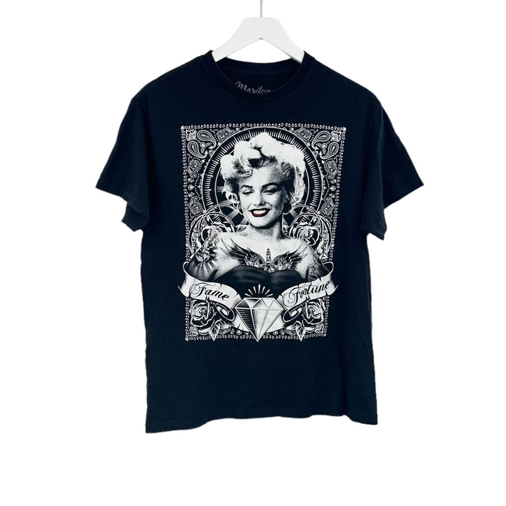 Marilyn Monroe Black Graphic Short Sleeve Shirt Size Medium